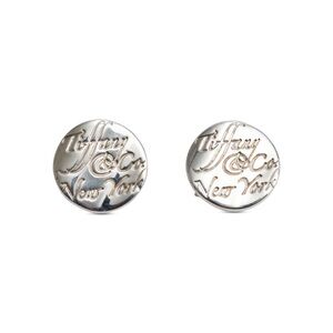 Discontinued Tiffany & Co Sterling Silver Notes Round Stud Earrings, 9 MM